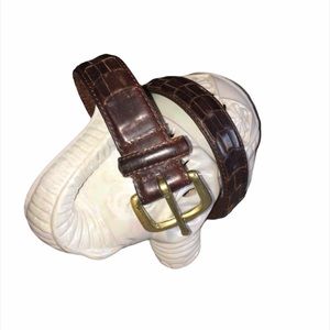 Brown Leather Belt with Brass Buckle